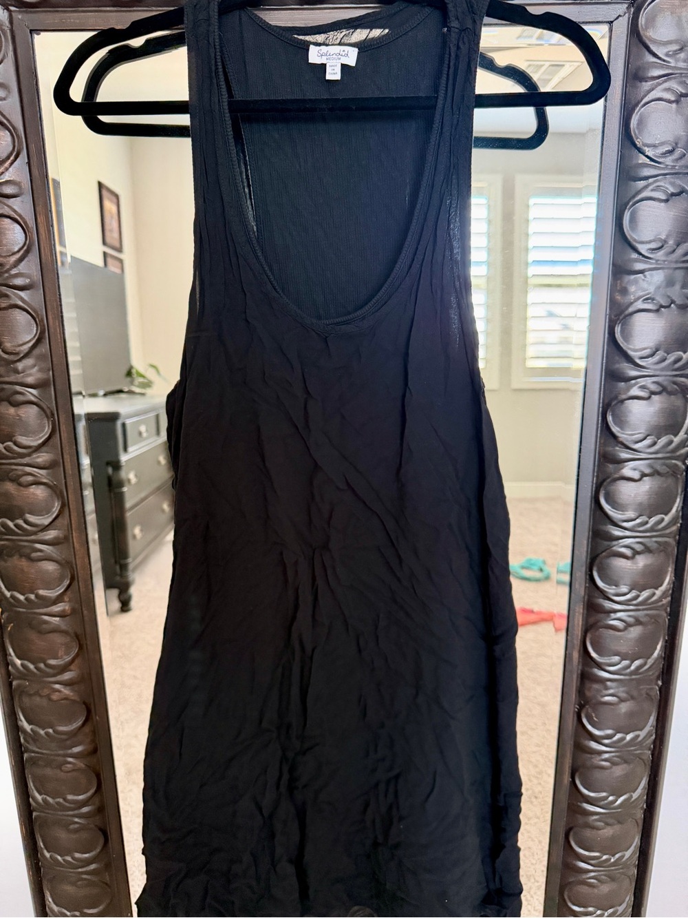 Splendid Black Ribbed Scoop Neck Tank